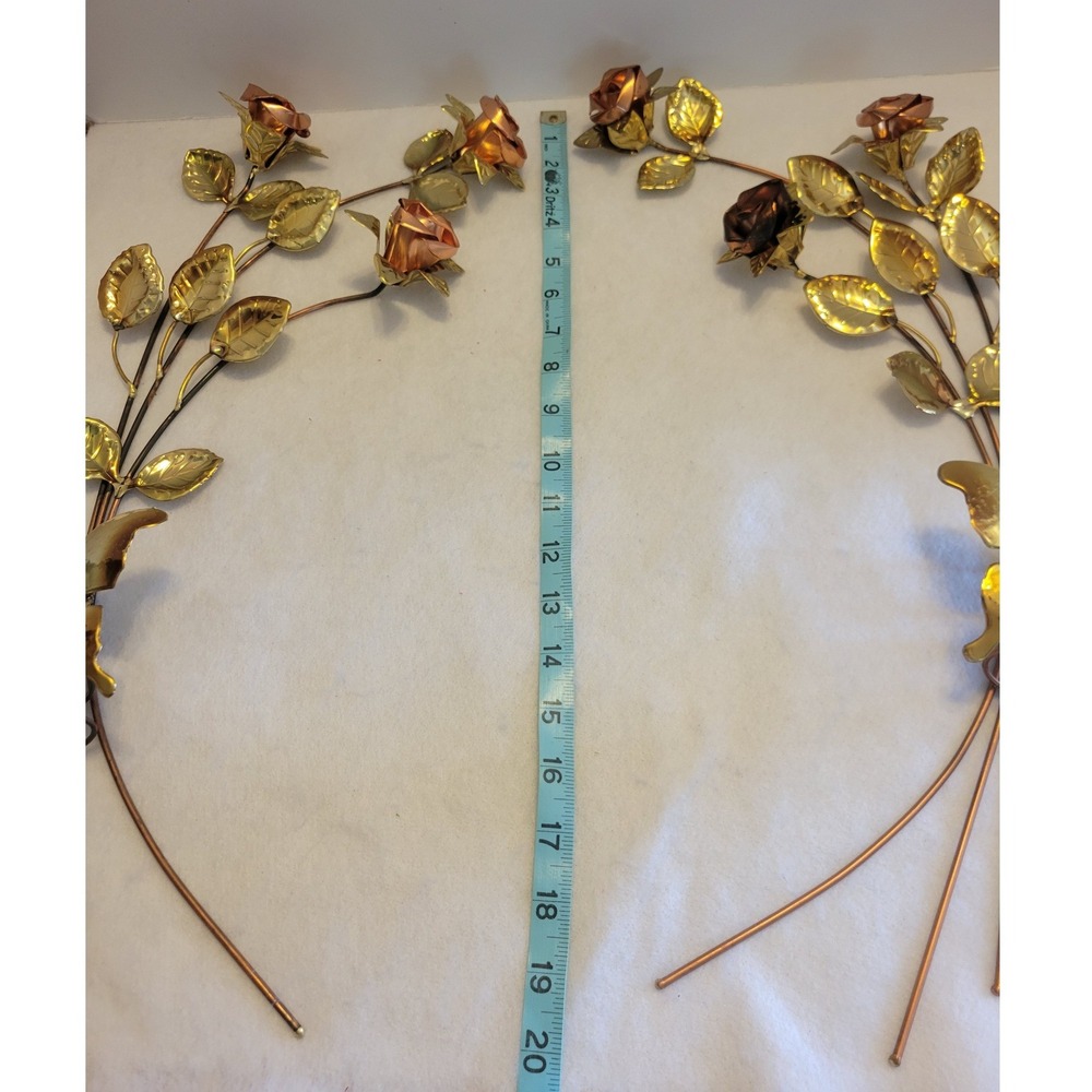 Home Interiors Metal Rose Wall Swag Set Gold Copper Floral USA AZ-8890 - Picture 12 of 16